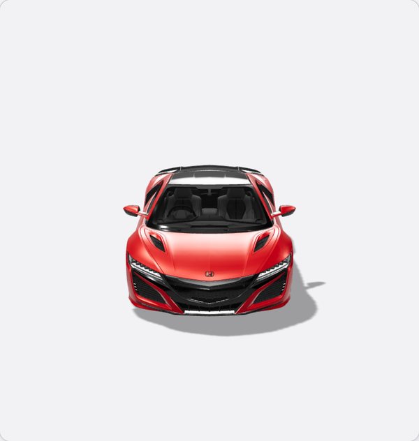 The red sports car at 180 degrees