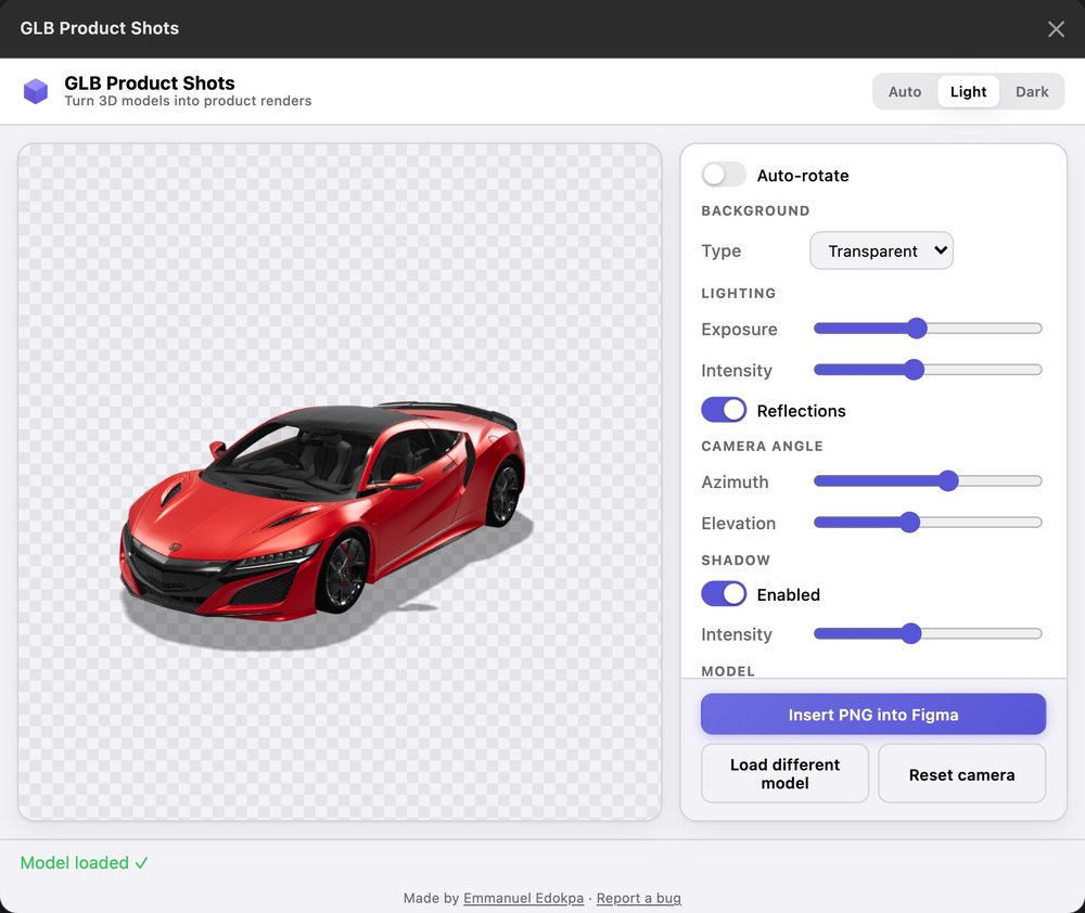 The plugin in light mode