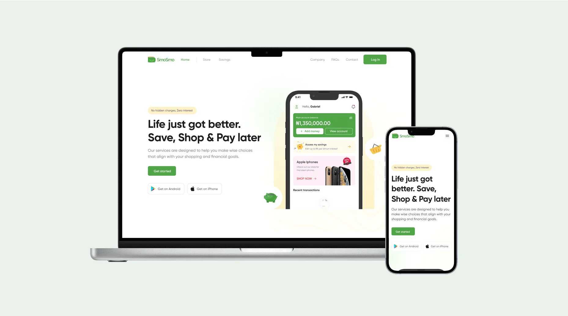 Paysmosmo on laptop, tablet and phone